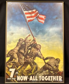 Original C.C. Beall All Together Now WW II  Lithograph Poster c.1940's