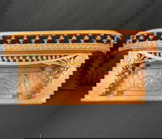 Victorian Carved and Spindled Oak Wall Shelf