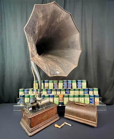 Antique Edison Cylinder Player With Horn c. 1900