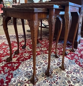 A Set of Three Queen Anne Mahogany Nesting Tables