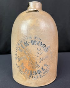 Rare J. J. Hermann Advertising Whiskey Jug-Elk-Wood Whiskey -Pre Civil War