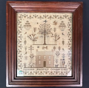 A Folk Art Antique New England Sampler C.1832