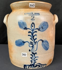 A Stoneware Crock Two Gallon Signed Cortland  C.1870s
