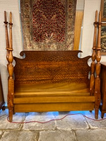 A Folk Art Tiger Maple Poster Bed Queen Size, Custom , Artist Signed