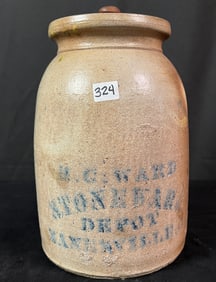 Antique Stoneware Advertising Jar, H G Ward Stone With