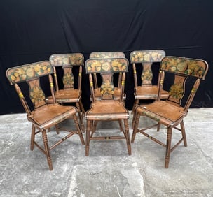Six Matching Antique Hand Painted Pennsylvania Windsor Chairs c.1830/40's