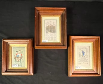 Three Antique Framed Insurance Cards