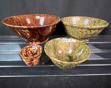 Four Nesting Bennington Bowls, a Framed Picture, Christmas Tree Stand, and More