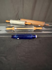 A Group Of Antique Rolling Pins To Include Cobalt