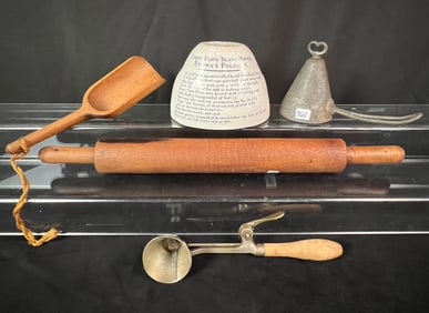 A Group of Primitives, Pudding Mould, Ice Cream Scoops, and Rolling Pins