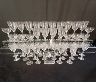 A Set Of Early Lead Crystal Stemware Profusely Cut