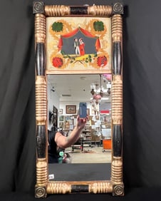 Federal Antique Lacquered and Reverse Painted Mirror