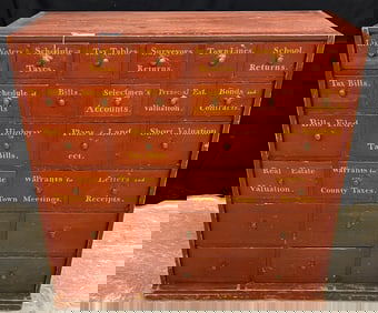 A 1790-1800's Document Cabinet In Original Red Paint