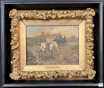 Early Overpainted Print by Francis Sylva c.1870's