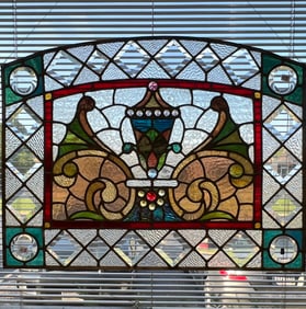 An Antique Victorian Fancy Leaded Glass and Stained Window