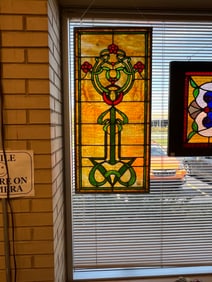 A Fancy Floral Art Nouveau Stained Glass Window