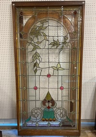 A Victorian Large Staircase Landing and Stained Glass Window