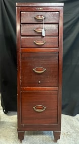 A Turn Of The Century Five Drawer Solid Mahogany Filing Cabinet