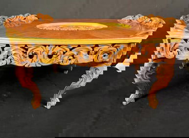 Antique Mahogany Floral and Pierce carved Coffee Table C1920's