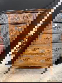 An Oak Hat Box Highboy