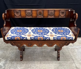 Art and Crafts European Mahogany bench c1900