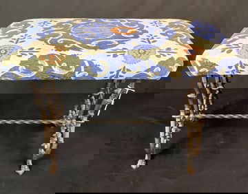 Cast Iron Upholstered Radio  Bench c.1920's