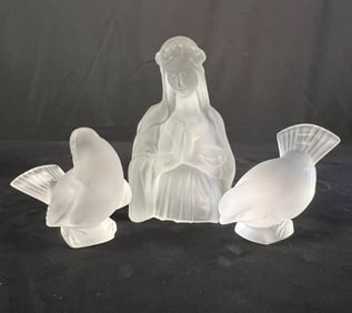 Lalique Satin Glass Bird Figurines, More!
