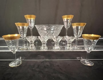 Waterford Cut Lead Crystral Bowl, 6 Wine Goblets, More!