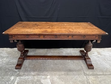 Mahogany Tudor Style Library or Dining Table c1920's