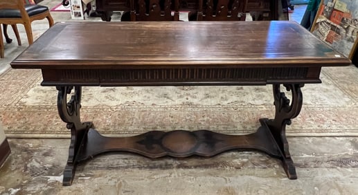 Mahogany Carved Tresle Table C1920's