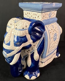 Vintage Cermaic Oriental Style Elephant Plant stand