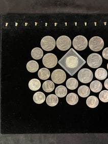 19 JFK Half Dollars Aging From 1968-1983 and Eight Eisenhower Dollar Coins