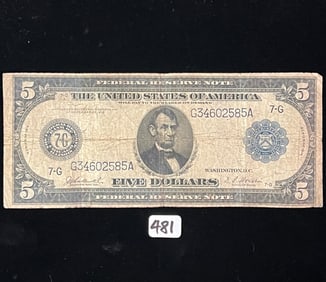 A Five Dollar Federal Reserve Note Series 1914
