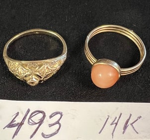 Two Yellow 14K Gold Rings