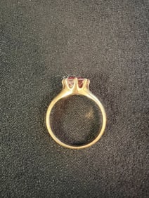 A 14K Yellow Gold and Redstone Ring (Possibly Ruby)