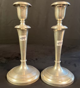 A Pair Of Marked 800 Silver Candle Sticks
