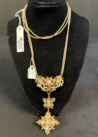 Outstanding 18k Gold Edwardian and Seed Pearl Necklace