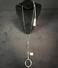 18k White Gold Lorgnette with Diamonds and Pearls