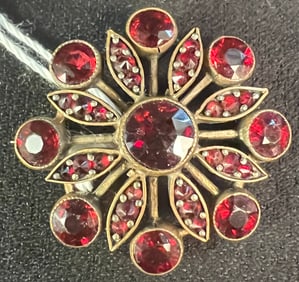 Victorian Garnet Gold Filled Brooch