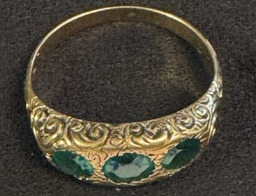 Edwardian 14K Emerald Ladies Ring