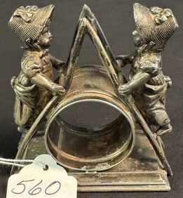 Figural Silverplate Napkin Ring of Little Girls