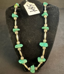 Southwest Native American Turquoise and Sterling Necklace