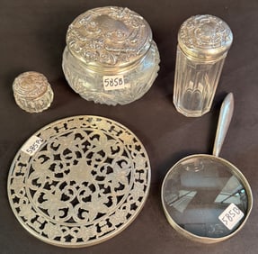 Sterling Lidded Victorian Era Dresser Jars