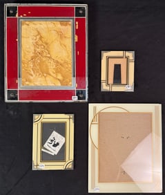 4 Art Deco Back painted Glass Frames c1920's