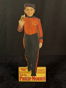 Rare Philip Morris Cigarette Adverising Cardboard  Johnny Rovetini  Stand Up Counter Display C.