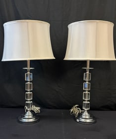Cut Crystal Modern Lamps, Pair