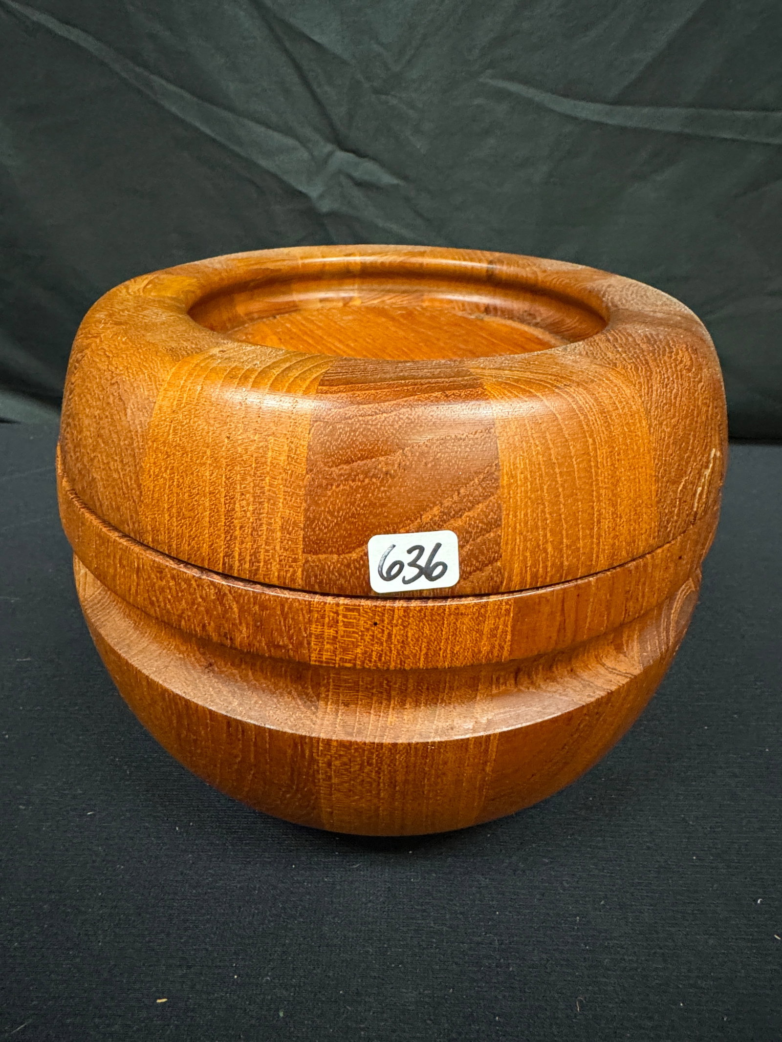 Scanform Danish Modern Teak Ice Bucket: A Scanform teak Danish modern ice bucket with steel ice bowl insert c1950's. It measures 7" tall X `10" across. old repair noted to lid edge (pictured).