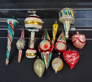 A group of Hand Blown Vintage  Christmas Ornaments, 1940/50's