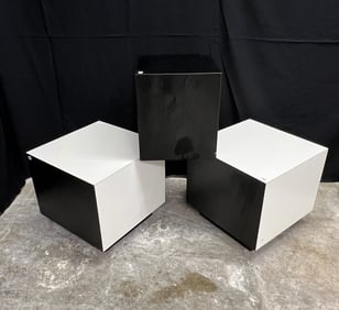 3 MCM Black and White Display Cubes c1970's