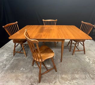 Leopold Stickley Cherry Drop Leaf Table and 4 Matching Windsor Chairs c1955